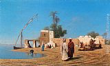 Un vilage aux bords de Nil - Haute Egypte by Charles Theodore Frere